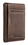 Travelambo Front Pocket Minimalist Leather Slim Wallet RFID Blocking Medium Size(02 CH Coffee）