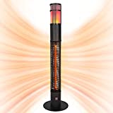 Star Patio Outdoor Freestanding Electric Patio Heater with LED Flame Light, Column Outdoor Heater Suitable as a Balcony Heater, Christmas Party Heater, Perfect for Outdoor Decoration, 1588-RDMF