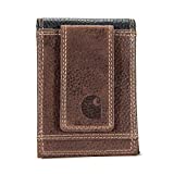 Carhartt Men's Standard Front Pocket Wallet, Leather Two-Tone (Brown & Black), One Size
