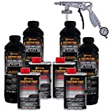 Custom Coat Black 1 Gallon Urethane Spray-On Truck Bed Liner Kit with Spray Gun and Regulator - Easy 3 to 1 Mix Ratio, Just Mix, Shake and Shoot It - Professional Durable Textured Protective Coating