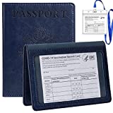 TIGARI Passport and Vaccine Card Holder Combo, PU Leather Passport Holder with Vaccine Card Slot, Slim Passport Cover, Passport Wallet with Vaccine Card Protector, Travel Gifts for Women Men