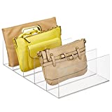 mDesign Plastic Divided Purse Organizer for Closets, Bedrooms, Dressers - Closet Shelf Storage Solution for Purses, Clutches, Wallets, Accessories - 5 Sections - Clear
