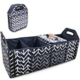 Trunk Organizer, Foldable Cargo Storage Bag Portable Insulation Cooler Bag Collapsible Vehicle Organizer Divider Storage Totes with 4 Compartments Cargo Tote for Groceries Caddy SUV