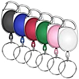 Selizo 6 Packs Retractable Badge Holder ID Carabiner Badge Reels Retractable Key Holders Keychains with Key Ring, Assorted Colors