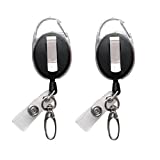 Retractable Badge Reel with Claw Clasp and Clip for Id Card Holders (2Pack)