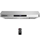 AMZCHEF 30 Inch Range Hood Under Cabinet 700CFM Ducted Kitchen Stove Vent Hood 3 Speed Fan Touch/Remote Control LED lights Time Setting Dishwasher Safe Stainless Steel Baffle Filters