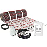 LuxHeat 100 Sqft Mat Kit (120v) Electric Radiant Floor heating System for Under Tile & Laminate. Underfloor Heating Kit Includes Heat Mat, Alarm & OJ Microline WiFi Programmable Thermostat with GFCI