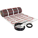 LuxHeat 40 Sqft Heating Mat, 120v Electric Radiant Floor Heating System with Self-Adhesive Mesh for Easy Installation Under Tile, Underfloor and Infloor - Includes Floor Sensor for Thermostat
