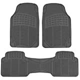 BDK Original ProLiner 3 Piece Heavy Duty Front & Rear Rubber Floor Mats for Car SUV Van & Truck, Gray - All Weather Floor Protection with Universal Fit Design
