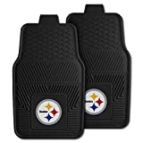 FANMATS 8752 Pittsburgh Steelers 2-Piece Heavy Duty Vinyl Car Mat Set, Front Row Floor Mats, All Weather Protection, Universal Fit, Deep Resevoir Design