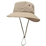 LLmoway Womens Lightweight Outdoor Safari Sun Hat Quick Dry Cooling Fishing Hat with Strap Khaki