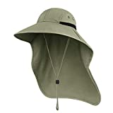 Outdoor Sun Hat for Men with UV Protection Safari Cap Wide Brim Fishing Hat with Neck Flap, for Dad (Light Green)
