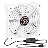 SNOWFAN 120mm USB Fan, 120mm Fan,Silent 5V Fan with Variable Speed Controller for Receiver DVR Playstation Xbox Computer Cabinet Cooling (Single 12025 Fan-White)