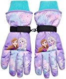 Disney Girls' Winter Insulated Snow Ski Gloves ? Minnie Mouse or Frozen II Elsa & Anna (Toddler/Little Girls), Size Age 4-7, Frozen Glove Pink/Purple
