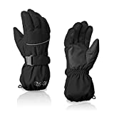 Kids Waterproof Winter Gloves Warm Snow Gloves Boys Girls Ski Gloves Toddler Mittens Windproof Black M