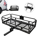 Wildroad Hitch Mount Cargo Carrier Basket 500 LBS Folding Vehicle Cargo Baskets 60' x 25.6' x 13.8' Fits 2' Receiver for SUV, Pickup Truck, Trailer with Hitch Tightener