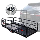 OKLEAD 400 Lbs Heavy Duty Hitch Mount Cargo Carrier 60' x 24' x 14.4' Folding Cargo Rack Rear Luggage Basket Fits 2' Receiver for Car SUV Camping Traveling