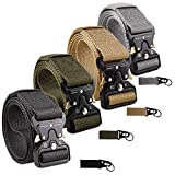 Tactical Belt,4 Pack Military Style Belts , Riggers Belts,Heavy-Duty Quick-Release Metal Buckle with Extra 4 Pack Molle Key Ring Holder