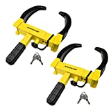 Wheel Clamp Lock Universal Security Tire Lock Anti Theft Lock Fit Most Vehicles Max 10' Tire Width and 7' Reach for Trailers SUV Boats ATV's Motorcycles Golf Cart 2 Packs 4 Keys Alike