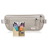 Travel Money Belt with RFID Block - Theft Protection and Global Recovery Tags (Beige-REG)