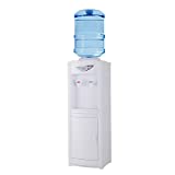 Water Dispenser 5 Gallon Bottles, Top Loading Hot & Cold Water Freestanding Electric Water Cooler Machine with Child Safety Lock Perfect for Home Office w/Storage Cabinet, White