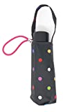 Totes Micro Mini Manual Compact Umbrella, NeverWet technology, Colorful dots on black, 38' arc Coverage