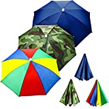 Syhood 3 Pieces Rainbow Umbrella Hats Camouflage Fishing Cap Beach Umbrella Headband in for Adults and Kids(Style B)