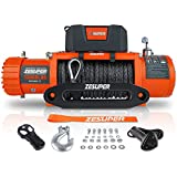 ZESUPER 12V 13000-lb Load Capacity Electric Truck Winch Kit Synthetic Rope, Waterproof Off Road Winch for Jeep,Truck,SUV with Wirless Remote and Corded Control(13000-Rope)