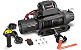FieryRed Electric Winch - 13000 lb. Load Capacity Towing Winches with Synthetic Rope Fit for Jeep, Truck, SUV, Trailer with Wirless Remote & Corded Control