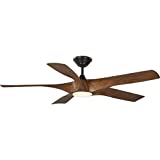 Vernal Collection 60-Inch 5-Blade Woodgrain LED WiFi Transitional Indoor/Outdoor Smart DC Ceiling Fan