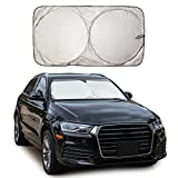 EcoNour Car Windshield Sun Shade with Storage Pouch | Durable 240T Material Car Sun Visor for UV Rays and Sun Heat Protection | Car Interior Accessories for Sun Heat | Classic (59 inches x 29 inches)
