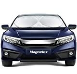Magnelex Car Windshield Sunshade with Bonus Steering Wheel Cover Sun Shade. 210T Reflective Polyester Blocks Heat and Sun. Foldable Sun Shield That Keeps Your Vehicle Cool (Large 63 x 33.8 in)