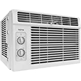 hOmeLabs 5000 BTU Window Mounted Air Conditioner - 7-Speed Window AC Unit Small Quiet Mechanical Controls 2 Cool and Fan Settings with Installation Kit Leaf Guards Washable Filter - Indoor Room AC