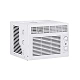 GE AHEC05AC Air Conditioner for Window, 5,000 BTU Easy Install Kit Included, Dual Mechanics Fan Power and Temperature Control, Cools up to 150 Square Feet, 115 Volts, White