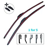 Windshield Wiper Blades 24'+21' Water Repellency 1 for 5 Combo Pack for Ford Toyota Honda GMC Sierra Front Blades for Hook Top Pinch Lock OEM all Season Replacement Veceleri