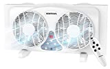 VENTISOL 9 Inch Twin Window Fan with Remote, Independent Reversible Exhaust and Intake Quiet Airflow, 3-Speeds, Expandable, Thermostat, Two Way Window Fan For Household Indoor Bedroom Home Use