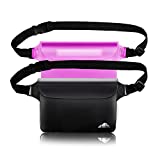 HEETA 2-Pack Waterproof Pouch, Screen Touch Sensitive Waterproof Bag with Adjustable Waist Strap - Keep Your Phone and Valuables Dry - Perfect for Swimming Diving Boating Fishing Beach, Black & Pink