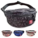 FLOCK THREE Fanny Pack Waterproof Waist Bags Mens Shoulder Bag Women's Sling Purses Travel Backpack Casual Bum Bag Women Small Size Crossbody Sling Bag For Cat Lover Hiking Bicycle Men Chest Daypacks