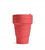 Stojo Collapsible Travel Cup - Coral Pink, 12oz / 355ml - Leak-Proof Reusable To-Go Pocket Size Silicone Bottle for Hot & Cold Drinks - Camping & Hiking - Dishwasher Safe - No Straw Included