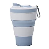 Multifunctional food grade silicone sports folding coffee cup (Light blue)
