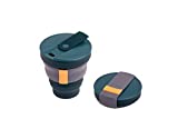 HUNU Collapsible Coffee Cup with Lid - Reusable & Microwave Safe Silicone Collapsible Cup, Foldable Cup, Portable Coffee Travel Mug/Camping Cup - Collapsible Cups Traveling 12OZ (Ocean Teal)