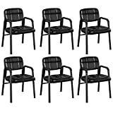 Yaheetech 6 PCS Office Guest Chair Mid Back Office Chair Reception Chair Waiting Room Chair with Armrest and Lumbar Support, Black