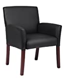 Boss Office Products Box Arm Guest Chair with Mahogany Finish in Black, 250