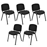 Happygrill 5 Pieces Conference Chair Set Stackable Office Chairs Set Guest Reception Chair for Waiting Room
