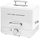 Nostalgia Extra Large Diner-Style Steamer 24 Hot Dogs and 12 Bun Capacity, Perfect For Breakfast Sausages, Brats, Vegetables, Fish-White