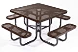 COATED OUTDOOR FURNITURE TSQ-BRW Top Square Portable Picnic Table, 46-inch, Brown