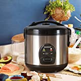 Moosum Rice Cooker Small 5 Cups With Steamer Stainless Steel Asian Japanese Sushi Rice Brown Rice Long Rice Auto Warmer Mini Kitchen Electric Appliance Black Maker