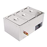 3-Pan 7L Commercial Electric Buffet Food Warmer Commercial Countertop Steamer Stainless Steel Bain Marie Buffet Equipment for Buffet 37L 110v 850w