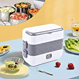 TFCFL Electric Lunch Box Double Insulation Lunch Box Steamer Pot Rice Cooker 304 Stainless Steel Portable Food Warmer Heater 110V