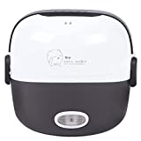1.3L Electric Lunch Box 2 Layers Portable Steamer Pot Rice Cooker Heating Bento Food Storage Warmer Container for Work Outdoor Travel, 110V 200w, 304 Stainless steel + Food Grade PP (Single Handle)